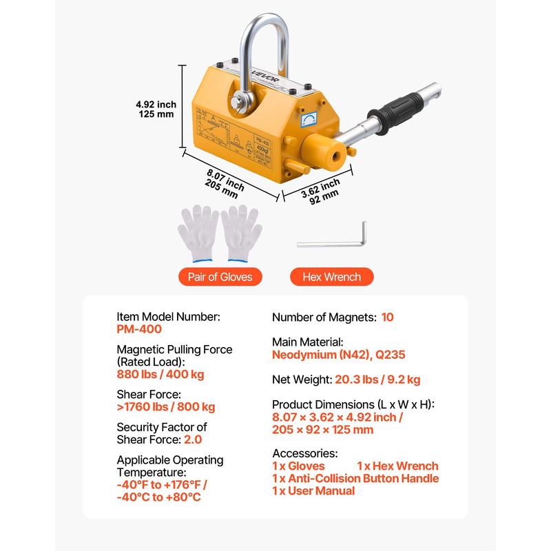 Neodymium Hoist Magnet 880 lbs - Heavy Equipment Lift ulasan dan harga